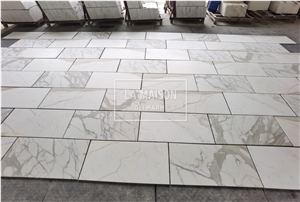 Calacatta White Natural Marble Polished Thin Tiles For Wall