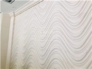 Moca Cream Limestone Carved/Irregular Shape Tiles For Wall