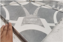 Natural Marble Waterjet With Brass Chipped  Medallions