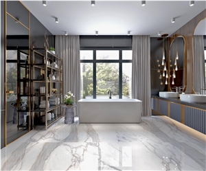 Natural Italy White Marble Calacatta Marble Slabs Bathroom Floor HR-22A