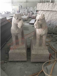 Grey Granite Dog Sculpture