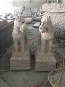 Grey Granite Dog Sculpture, Grey Granite