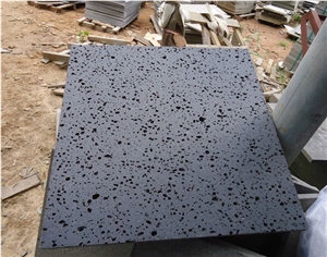 Black Honed Basalt With Tiny Holes, Basalt Floor Tile