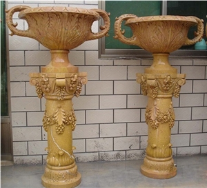 Cheap Beige Travertine Flower Pot & Vases