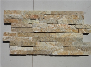 China Gold Slate Ledge Stone Natural Stone,Wall Panel Tiles