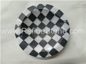 Customized Mixed White And Black Natural Marble Ashtray