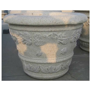 Decoration Hand Carved White Marble Flowerpot