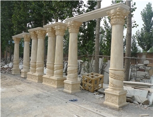 Hand Carving Pure White Marble Stone Roman Columns & Pillars