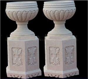 Handcraft Carving White Marble Flower Stand