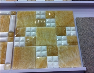 Luxurious Decorative Wall Panel Yellow Honey Onyx Mosaic