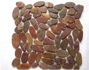 Mixed Color Polished River Pebbles Mosaic Pattern