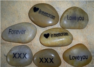 Natural River Pebbles Stone Letter Carved