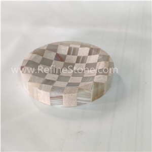 Natural Travertine And Onyx Mixed Color Marble Ashtray
