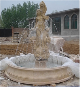 Outdoor Beige Marble Waterfall Sculpture Fountain