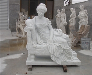 Outdoor White Marble Carving Statues Woman Sculpture