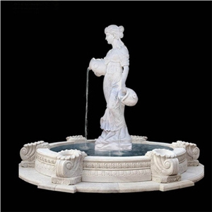 Pure White Marble Hand Carving Garden Water Fountains