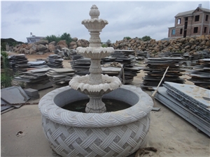 Pure White Marble Hand Carving Garden Water Fountains