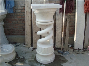 Pure White Marble Pedestal Columns,Craft And Sculptured Pillars