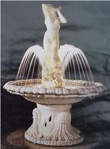 Round Pure White Marble Fountains Water Features