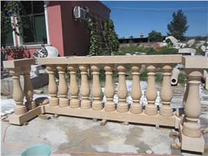 Straight Hunan Pure White Marble Handcraft Staircase Rails
