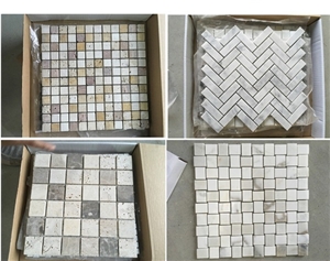 Wave Shaped White Marble Mosaic Tiles, Stone Art