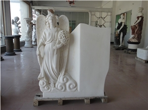 White Angel Marble With Letter Carved Monuments