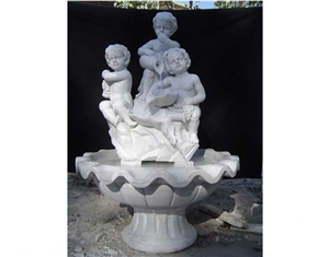 White Marble Fountains With Children Sculptured