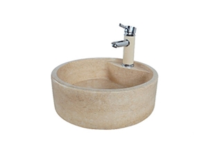 Wholesale Cream Marfil Marble Bathroom Sink Basin