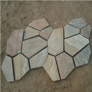 Yellow Wooden Slate Mesh Paver Landscaping Flagstone