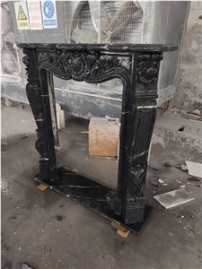 China Nero Marquina /Black Marble Fireplace For Indoor Decoration