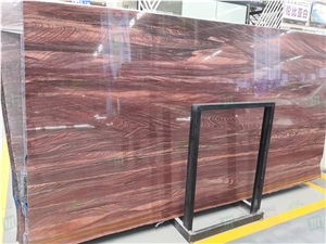 China Red Wood Grain Marble Interior Walling And Flooring