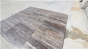 SILVER TRAVERTINE MASTICH FILLED AND POLISHED