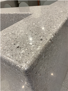 Precast Place Joint Floor Stone Dark Grey Terrazzo Slab Tile
