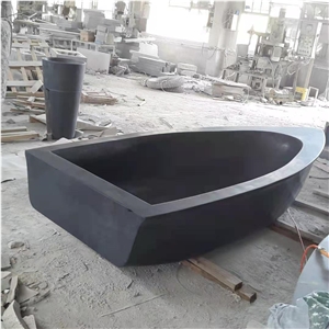 China Black Granite Chiseled And Polished Hotel Bathtub