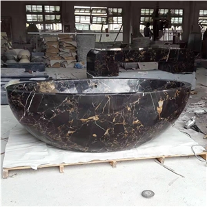 China Portoro Gold Marble Black Polished Hotel Bathtub
