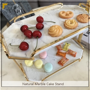 UNION DECO 2 Tier Tabletop Cupcake Stand Marble Cake Tray