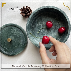 UNION DECO Jewelry Box Natural Green Marble Organizer Box