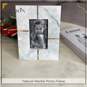 UNION DECO Marble Photo Frame With Brass For Home