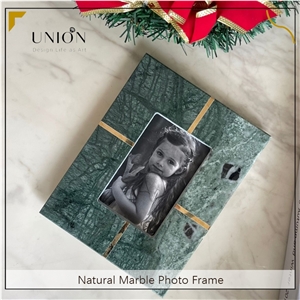 UNION DECO Natural Green Marble With Brass Photo Frame