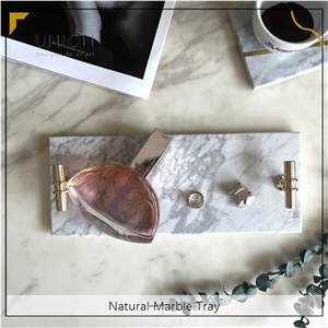 UNION DECO Natural Marble Small Size Serving Tray For Home