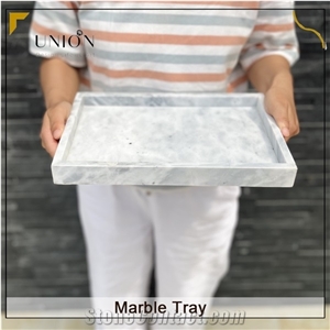 UNION DECO White Marble Kitchen Organizer Jewelery Tray