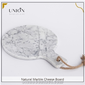 UNION DECO White Marble Round Cheese Board Cutting Board