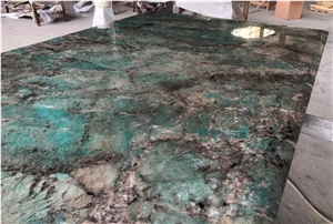 Luxury Amazon Green Quartzite Slabs Emerald Green