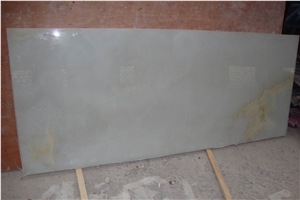 Translucent Glass Backed White Onyx For Background Panel