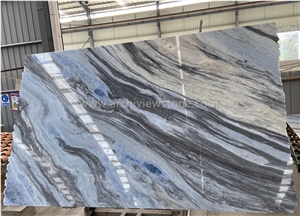 Book Matched Royal Blue Crystal Marble Slabs