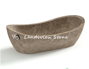 Brown Marble Natural Stone Free Standing Bathtub