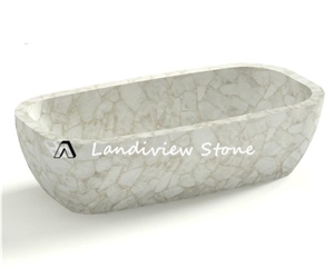 Modern White Marble Bath Tub Bathroom Natural Stone Bathtub