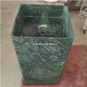 Natural Stone Jade Green Marble Sink Freestanding Basin