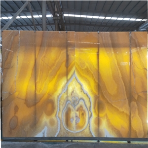 Yellow Jade Light Through Honey Onyx Slabs For Wall Panel