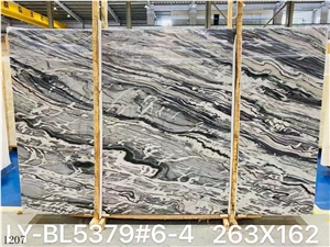Gray Waves Sea Ash Persian Wood Gray Marble Slab Tile